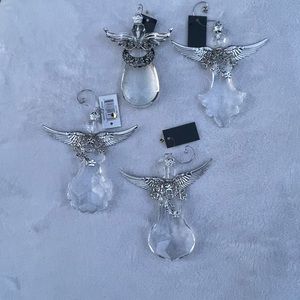Set of four Guilded Thistle Crystal and Silvertone Ornaments